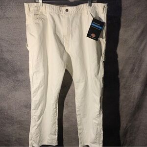 Dickies Relaxed Fit White Painters Utility Pants Size 42x32 Tool Pockets Work